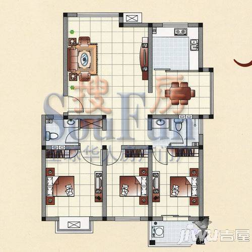 鸿禧花园4室2厅2卫户型图