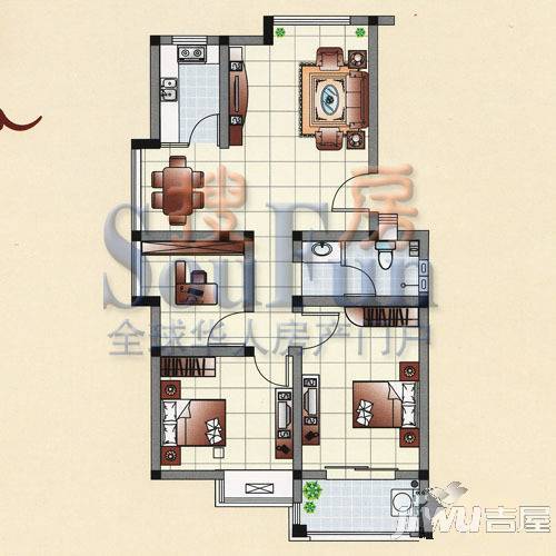 鸿禧花园4室2厅2卫户型图