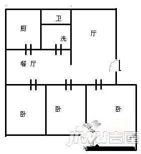 博雅德园3室2厅1卫123㎡户型图