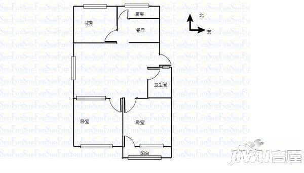 华银小区3室2厅1卫109㎡户型图