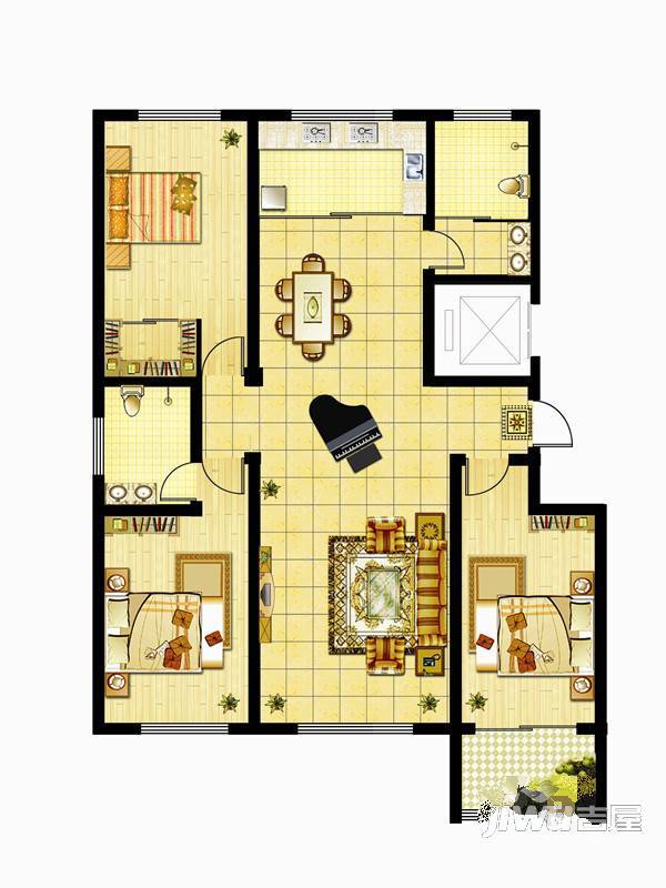 宜嘉家园3室2厅2卫139㎡户型图