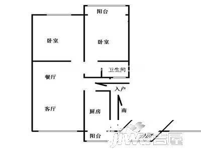 隆祥花园2室2厅1卫83㎡户型图