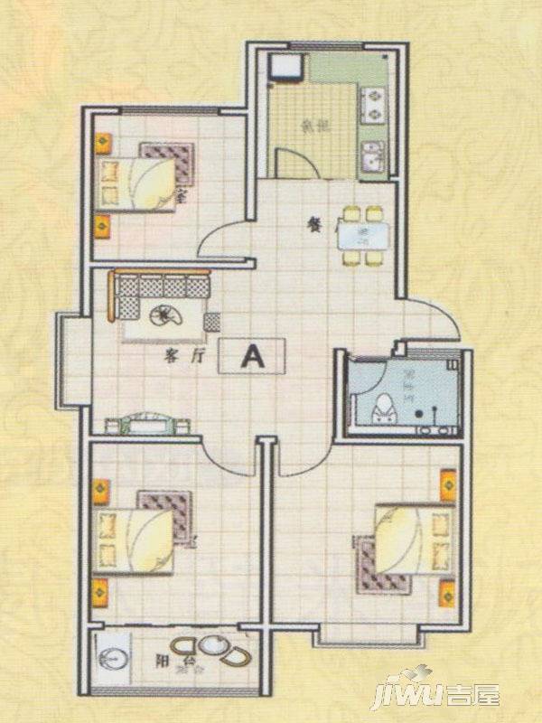 吉祥如意城3室2厅1卫108.1㎡户型图