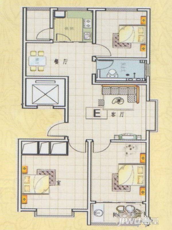 吉祥如意城3室2厅1卫112㎡户型图