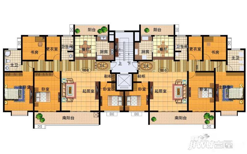 华建1街区写字楼4室2厅2卫178.1㎡户型图