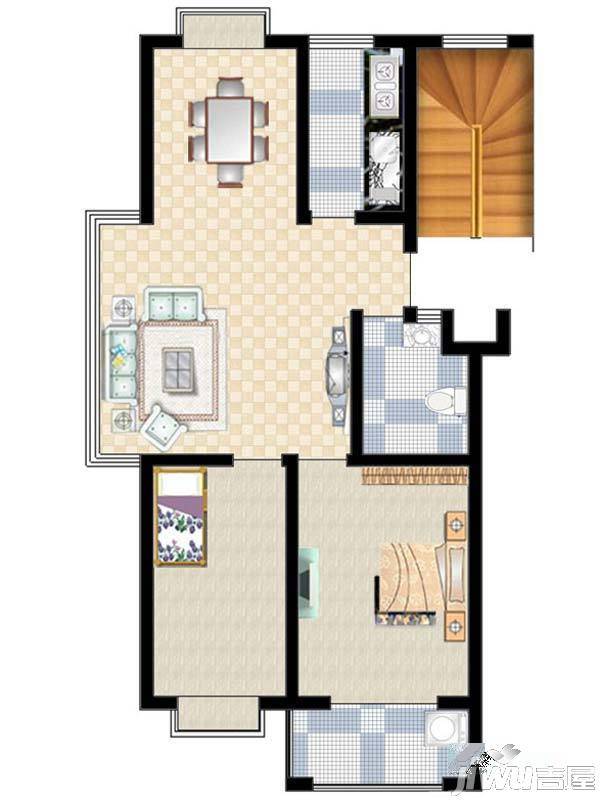 裕昌·水岸新城2室2厅1卫90㎡户型图