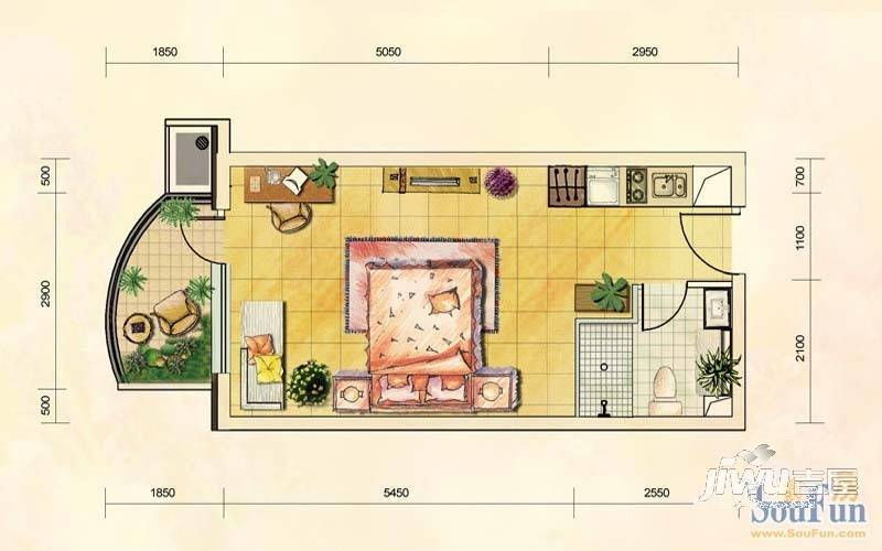 山海同湾1室0厅0卫44㎡户型图