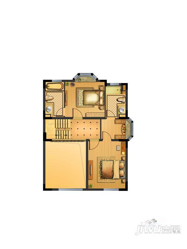 三盛松江颐景园别墅0室2厅1卫186㎡户型图