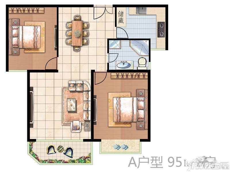 宏惠花苑二期3室1厅2卫138㎡户型图