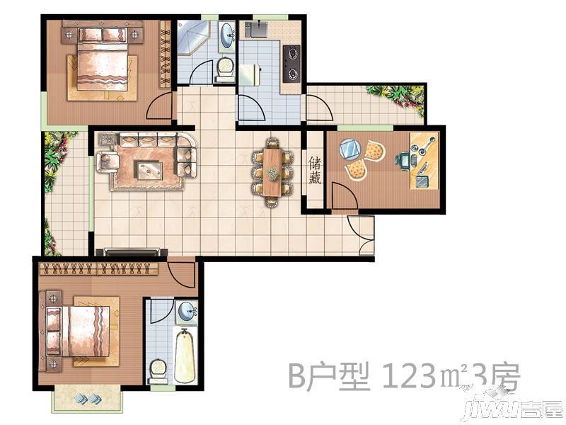 宏惠花苑二期3室1厅2卫138㎡户型图