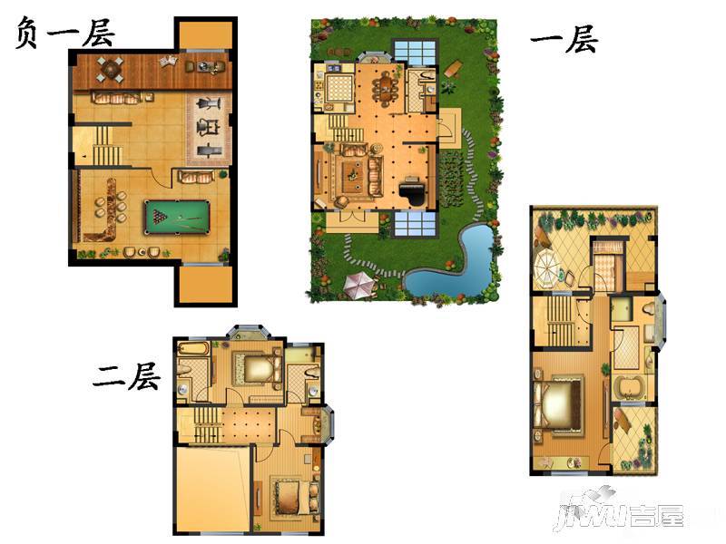 三盛松江颐景园别墅0室2厅1卫186㎡户型图