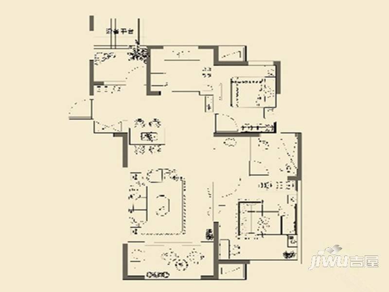 中环一号2室2厅1卫96㎡户型图