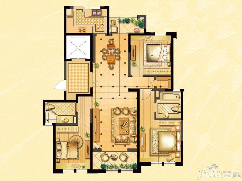 安亭瑞仕华庭3室2厅2卫155㎡户型图