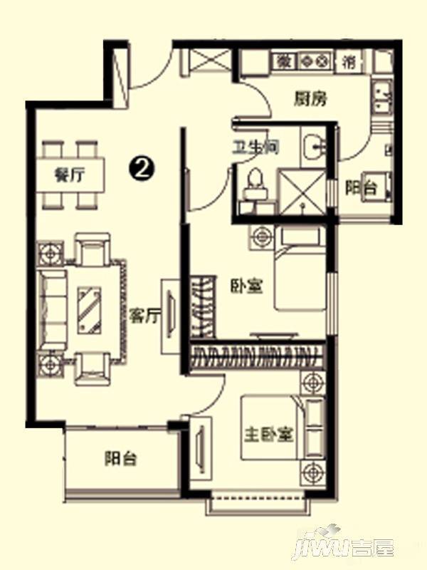 恒大城一期3室2厅2卫145.6㎡户型图