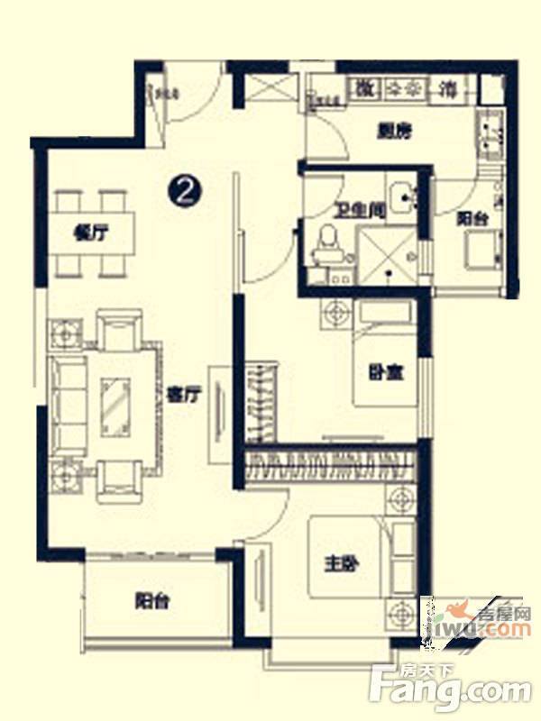 恒大城一期3室2厅2卫145.6㎡户型图