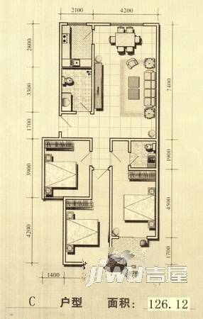 康居公寓普通住宅126.1㎡户型图