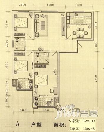 康居公寓普通住宅125.7㎡户型图