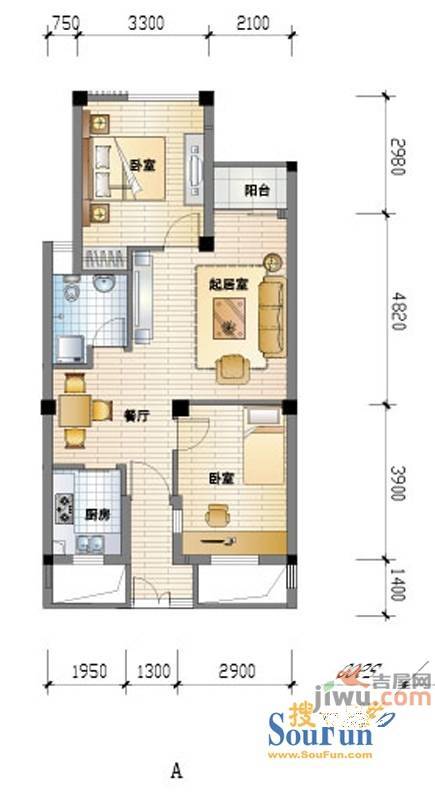 涌鑫公寓1室1厅1卫29.3㎡户型图