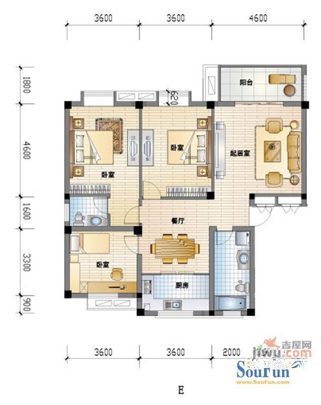 涌鑫公寓1室1厅1卫29.3㎡户型图