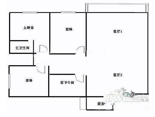 彩虹公寓3室2厅2卫户型图