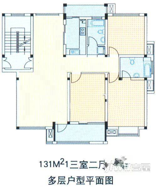 紫金豪庄3室2厅2卫131㎡户型图