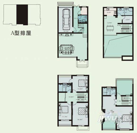 恒创春晓源2室2厅2卫147㎡户型图