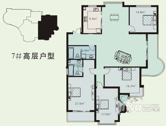 恒创春晓源2室2厅2卫147㎡户型图