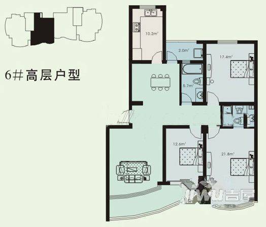 恒创春晓源2室2厅2卫147㎡户型图