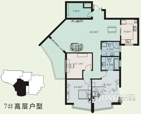 恒创春晓源2室2厅2卫147㎡户型图