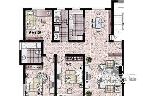 新都文翠园3室2厅2卫120㎡户型图