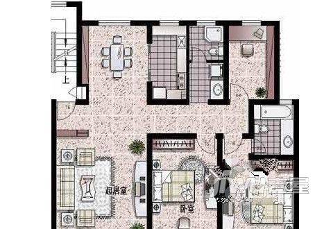 新都文翠园3室2厅2卫120㎡户型图