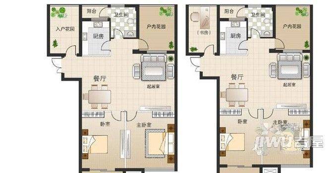 秀州枫华园2室2厅1卫90㎡户型图