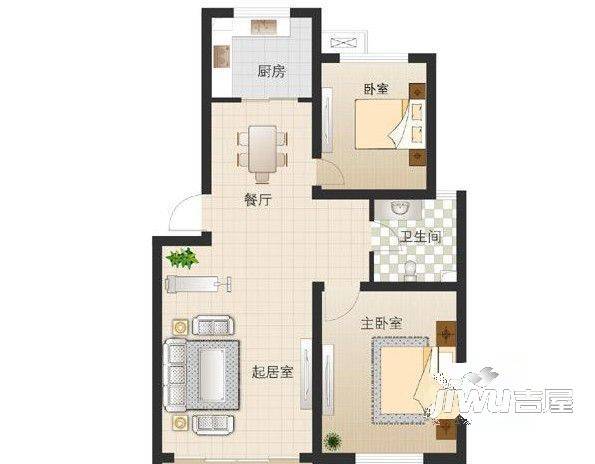 秀州枫华园2室2厅1卫90㎡户型图