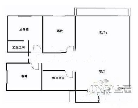 阳海景怡3室2厅2卫户型图