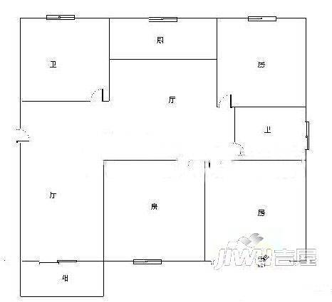 阳海景怡3室2厅2卫户型图