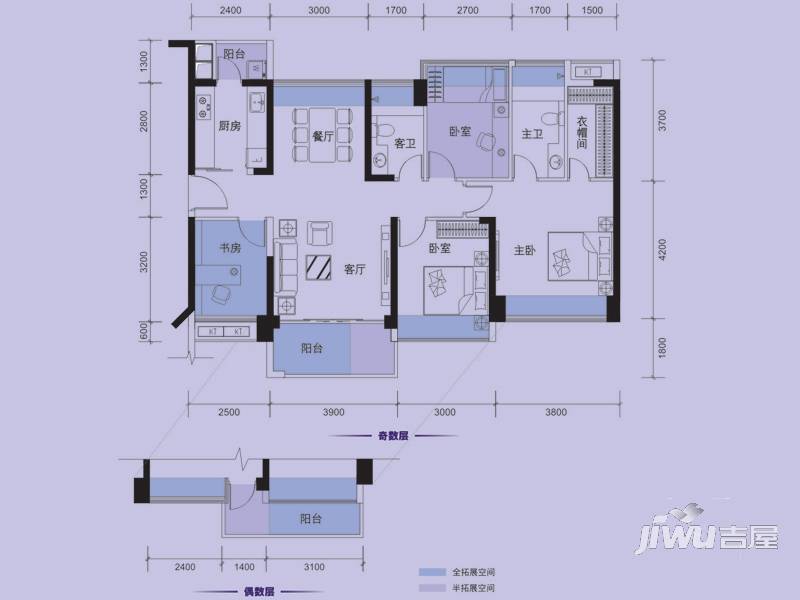 京基·御景印象4室2厅2卫107㎡户型图