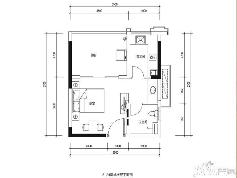 泛海城市广场1室0厅1卫40㎡户型图