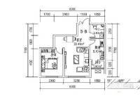 大成龙泽国际1室1厅1卫54㎡户型图