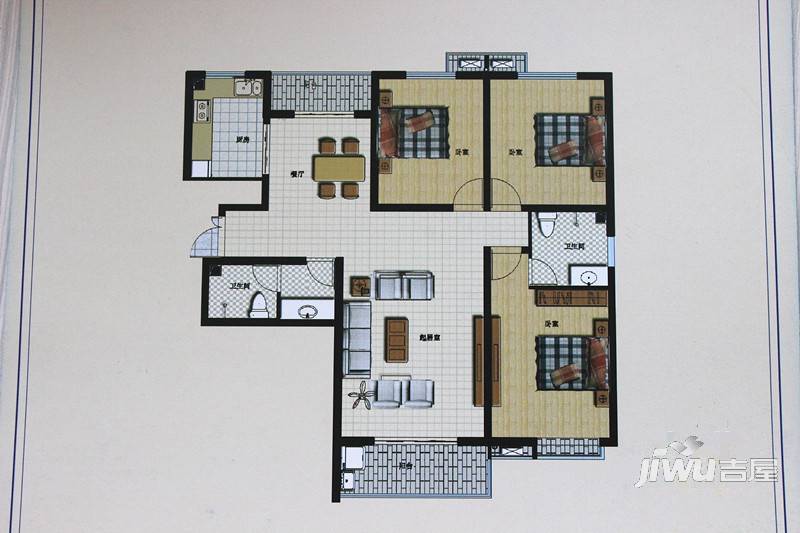 凯润·滨湖花园3室2厅2卫154㎡户型图