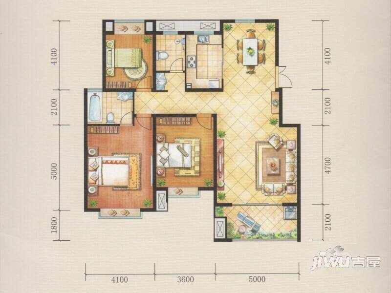 华强领秀城3室2厅2卫135㎡户型图