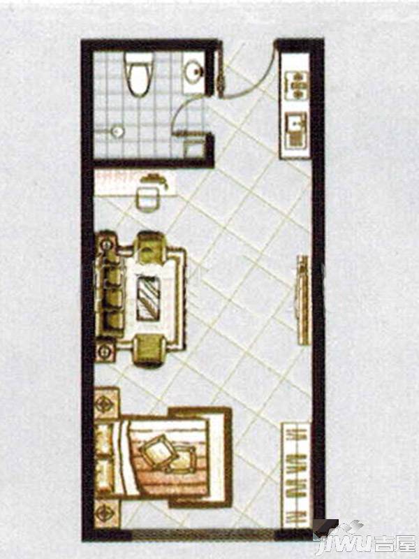 德兴雅苑1室1厅1卫42㎡户型图