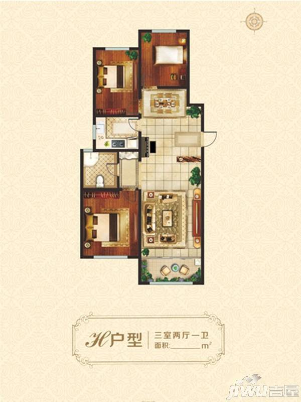 银雀华府3室2厅2卫户型图