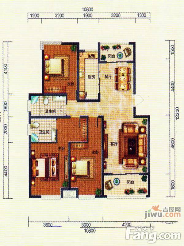 空港骏景3室2厅2卫133.5㎡户型图