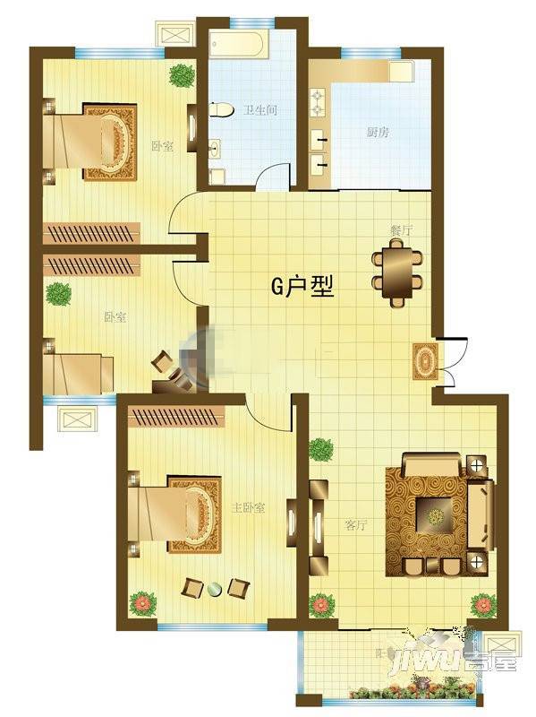 东悦府3室2厅1卫户型图