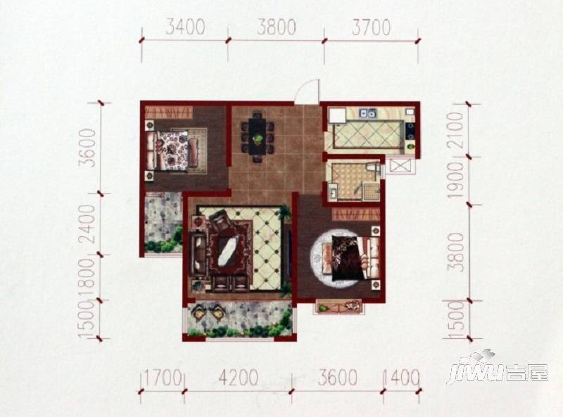 阜丰康桥郡2室2厅1卫92㎡户型图