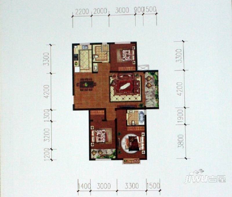 阜丰康桥郡3室2厅1卫111㎡户型图