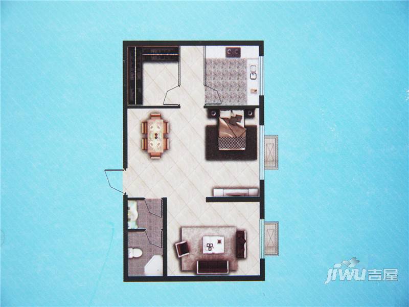 中科印象2室2厅1卫112㎡户型图