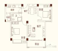 十里河岸2室2厅1卫83.8㎡户型图