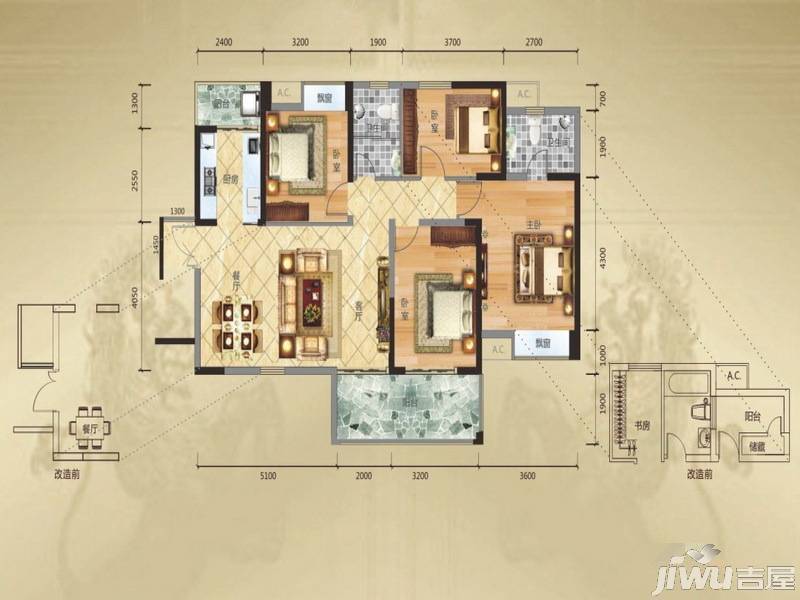 中建投·优品尚城4室2厅2卫127.6㎡户型图