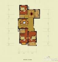 金地国际商住楼3室2厅2卫142.8㎡户型图